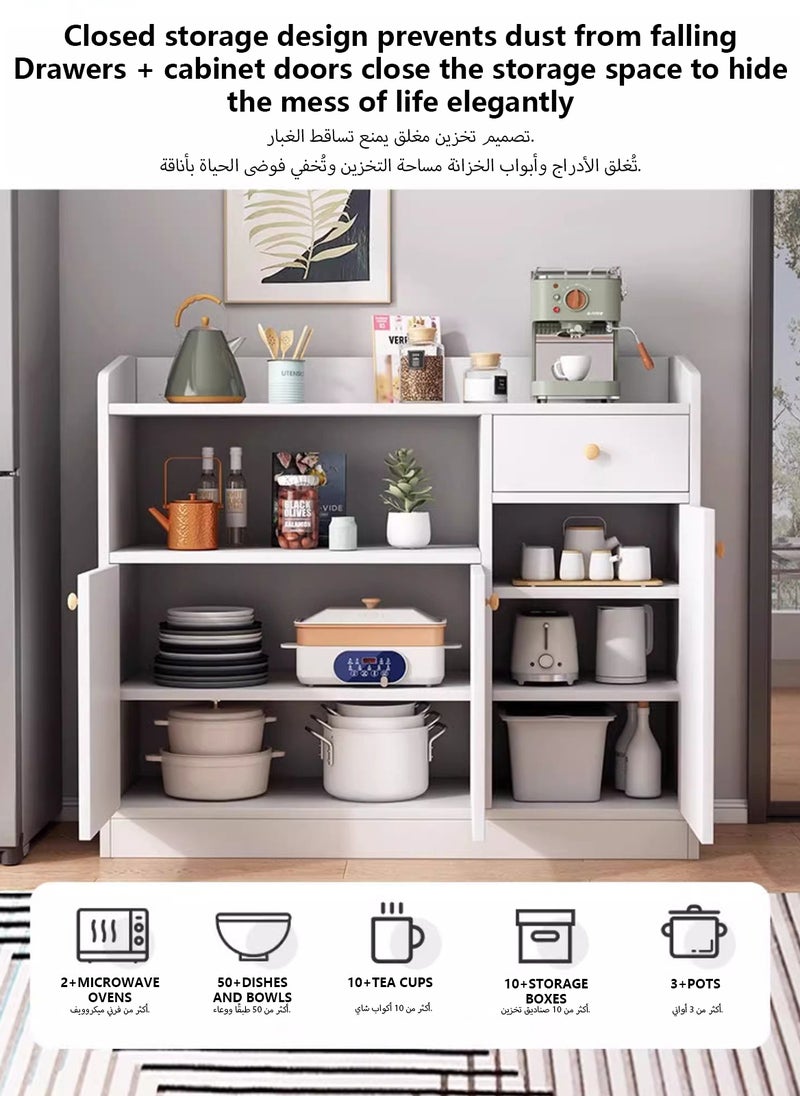 شاربدو 90*30*80 سم خزانة تخزين مطبخ من شاربدو خزانة بار قهوة منضدة ميكروويف منظمة متعددة الوظائف مع أرفف قابلة للتعديل وأدراج وأبواب للمطبخ وغرفة الطعام في المنزل - Image 3