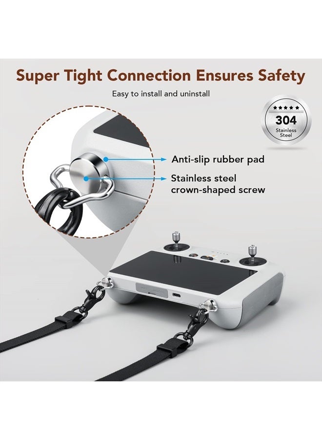 Lykus 2023 Lanyard/Neck Strap/Leash for DJI RC/RC 2/RC Pro, Black Strap, Crown-shaped Screws, Compatible with DJI Air 3,DJI Mini 3/Pro,Mavic 3 Pro/Classic - Image 5