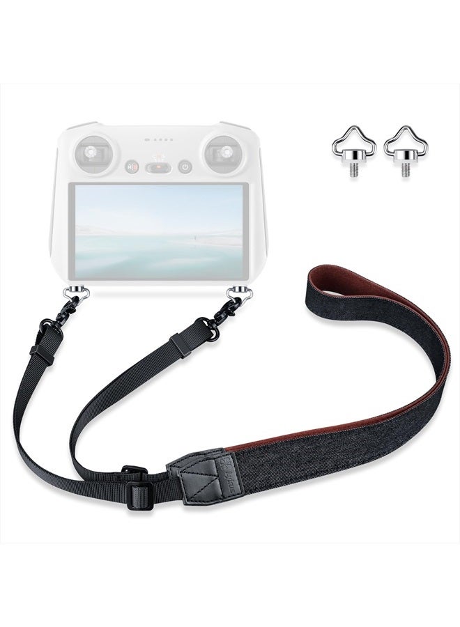 Lykus 2023 Lanyard/Neck Strap/Leash for DJI RC/RC 2/RC Pro, Black Strap, Crown-shaped Screws, Compatible with DJI Air 3,DJI Mini 3/Pro,Mavic 3 Pro/Classic - Image 1