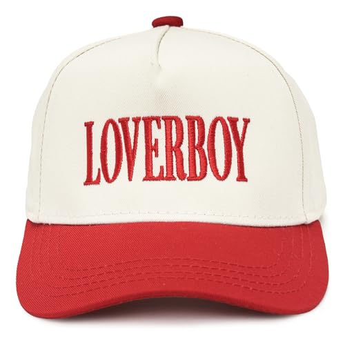 Funky Junque Kids Trucker Hat Baseball Cap - Two Tone Vintage Baby Baseball Cap, Infant Baseball Hat, Toddler Snapback Hat - Loverboy - Red/Beige (X-Small - 0-12 Months) - Image 1