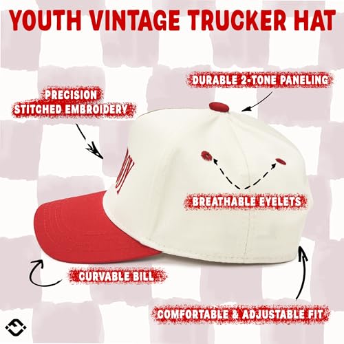 Funky Junque Kids Trucker Hat Baseball Cap - Two Tone Vintage Baby Baseball Cap, Infant Baseball Hat, Toddler Snapback Hat - Loverboy - Red/Beige (X-Small - 0-12 Months) - Image 4