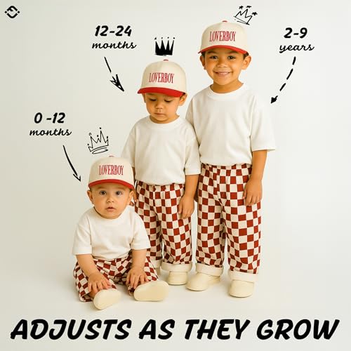 Funky Junque Kids Trucker Hat Baseball Cap - Two Tone Vintage Baby Baseball Cap, Infant Baseball Hat, Toddler Snapback Hat - Loverboy - Red/Beige (X-Small - 0-12 Months) - Image 3