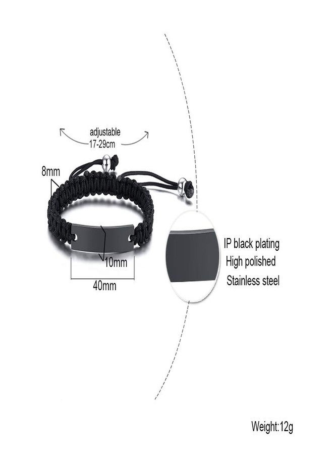 VNOX TYPE 1 DIABETES Handmade Braided Rope Adjustable Medical Alert ID Bracelet Fits - Image 2
