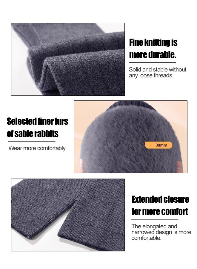 Extra-Thick Thermal Knee Warmers for Elderly & Arthritis - Winter Double-Layer Rabbit Fur Wool Knee Protector Brace Sleeve, Cold Weather Joint Pain Relief, Unisex Stretchy Non-Restrictive Support for Skiing Cycling (1 Pair) - Image 3
