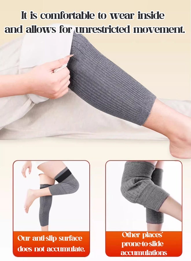 Extra-Thick Thermal Knee Warmers for Elderly & Arthritis - Winter Double-Layer Rabbit Fur Wool Knee Protector Brace Sleeve, Cold Weather Joint Pain Relief, Unisex Stretchy Non-Restrictive Support for Skiing Cycling (1 Pair) - Image 5