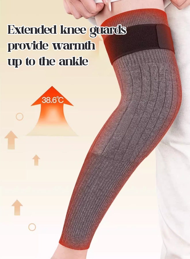 Extra-Thick Thermal Knee Warmers for Elderly & Arthritis - Winter Double-Layer Rabbit Fur Wool Knee Protector Brace Sleeve, Cold Weather Joint Pain Relief, Unisex Stretchy Non-Restrictive Support for Skiing Cycling (1 Pair) - Image 4