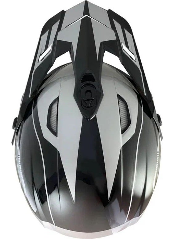 Ebakbak Motorcycle Ce Approved Washable Helmet Inside Cross Helmet Forza Silver  - Image 4