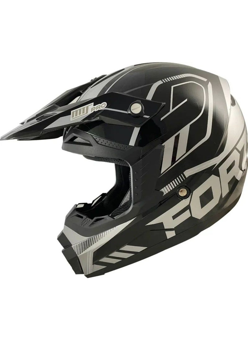 Ebakbak Motorcycle Ce Approved Washable Helmet Inside Cross Helmet Forza Silver  - Image 2