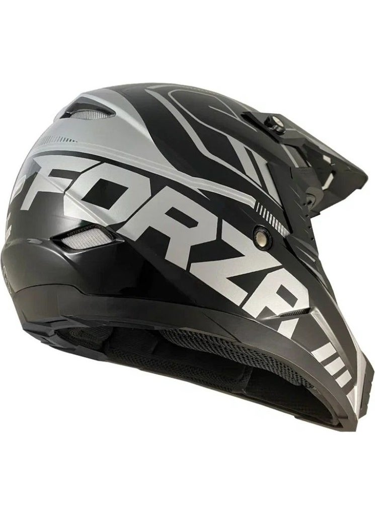 Ebakbak Motorcycle Ce Approved Washable Helmet Inside Cross Helmet Forza Silver  - Image 3