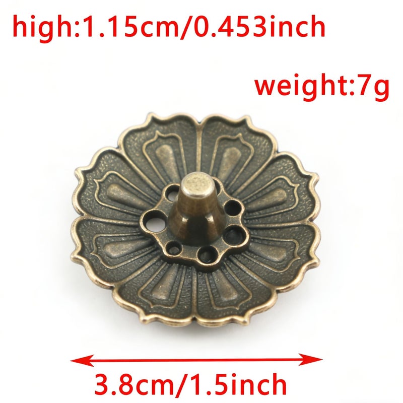Lotus Incense Holder Single Layer Vintage Bronze Color 5Pcs Set Decorative Home Ornament - Image 3