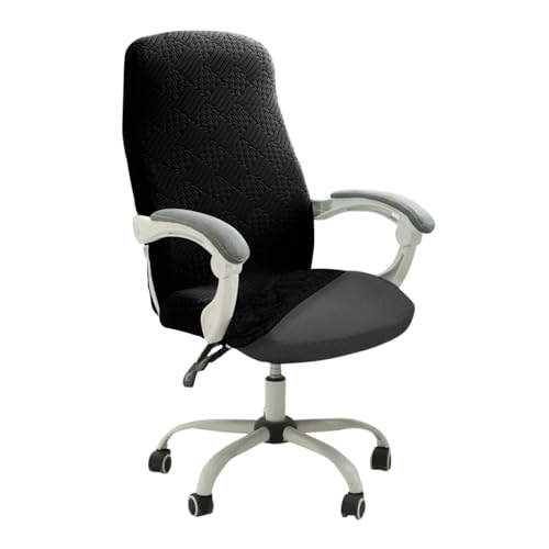 HOKIPO Office Chair Cover for Desk Chair (Mid-Back) – 170 GSM Stretch Jacquard – Washable, Durable & Anti-Slip – Fits Mid-Back Office Chairs, Black (AR-5363-BLK-M) - Image 1