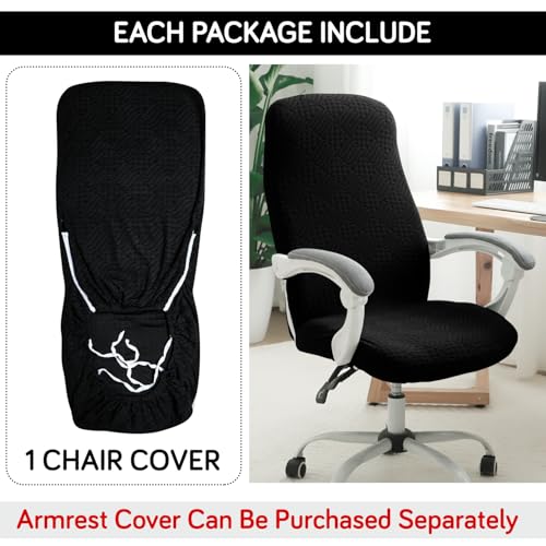 HOKIPO Office Chair Cover for Desk Chair (Mid-Back) – 170 GSM Stretch Jacquard – Washable, Durable & Anti-Slip – Fits Mid-Back Office Chairs, Black (AR-5363-BLK-M) - Image 4