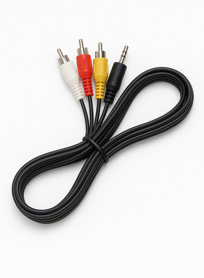 FUJISHKA 1.5M AUX Cable – 3.5mm Male to 3RCA (Red, White, Yellow) Audio Video Cable  - Image 1