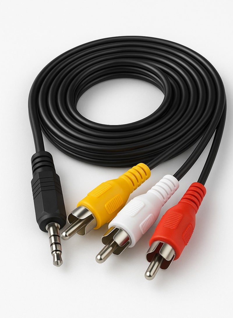FUJISHKA 1.5M AUX Cable – 3.5mm Male to 3RCA (Red, White, Yellow) Audio Video Cable  - Image 3
