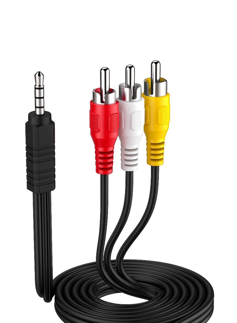 FUJISHKA 1.5M AUX Cable – 3.5mm Male to 3RCA (Red, White, Yellow) Audio Video Cable  - Image 4