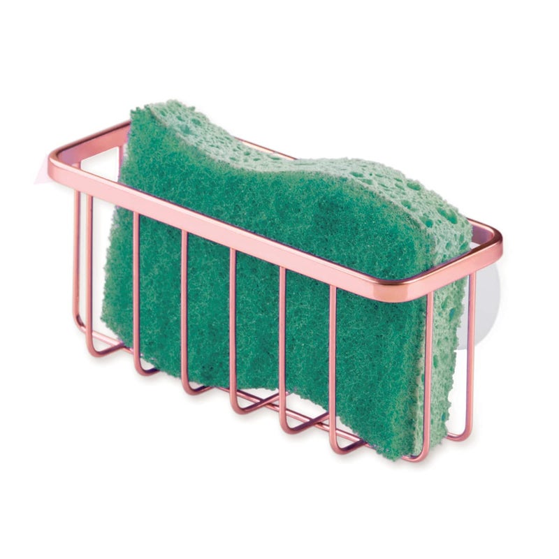 IDesign Stainless Steel Sponge Holder for Kitchen Sink with Suction Cups The Gia Collection  675 x 25 x 25 Copper