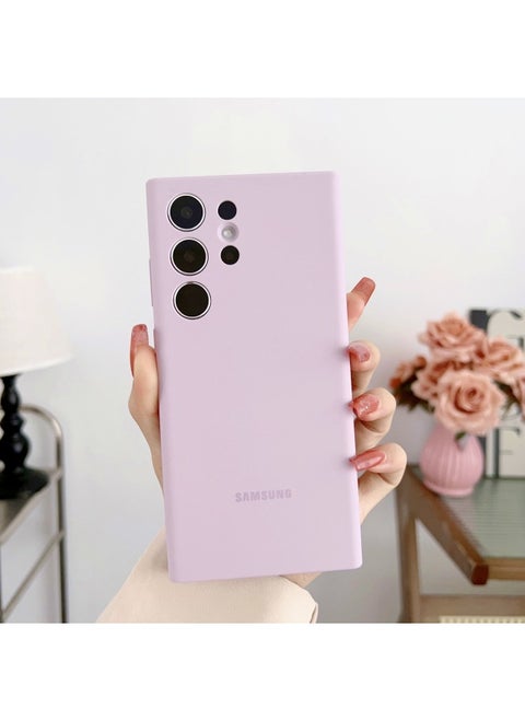 For Samsung Original S23Ultra Liquid Silicone Mobile Phone Case S23 Full Edge Protection Rear Case S23 + Set-Color:Light Purple-Applicable Model:S23 (bare Shell Without Packaging)