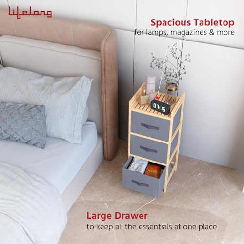 Lifelong Multipurpose Storage 3-Drawer Fabric Closet| Kitchen and Bedroom Drawer Organizer | Large Fabric Drawers, Shelves with Wooden Frame, Ideal for Clothes| Home & Office Organization - Image 3