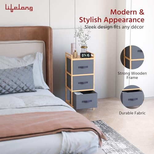 Lifelong Multipurpose Storage 3-Drawer Fabric Closet| Kitchen and Bedroom Drawer Organizer | Large Fabric Drawers, Shelves with Wooden Frame, Ideal for Clothes| Home & Office Organization - Image 5