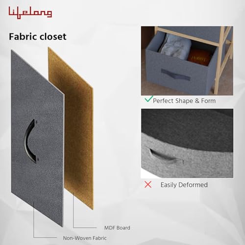 Lifelong Multipurpose Storage 3-Drawer Fabric Closet| Kitchen and Bedroom Drawer Organizer | Large Fabric Drawers, Shelves with Wooden Frame, Ideal for Clothes| Home & Office Organization - Image 4
