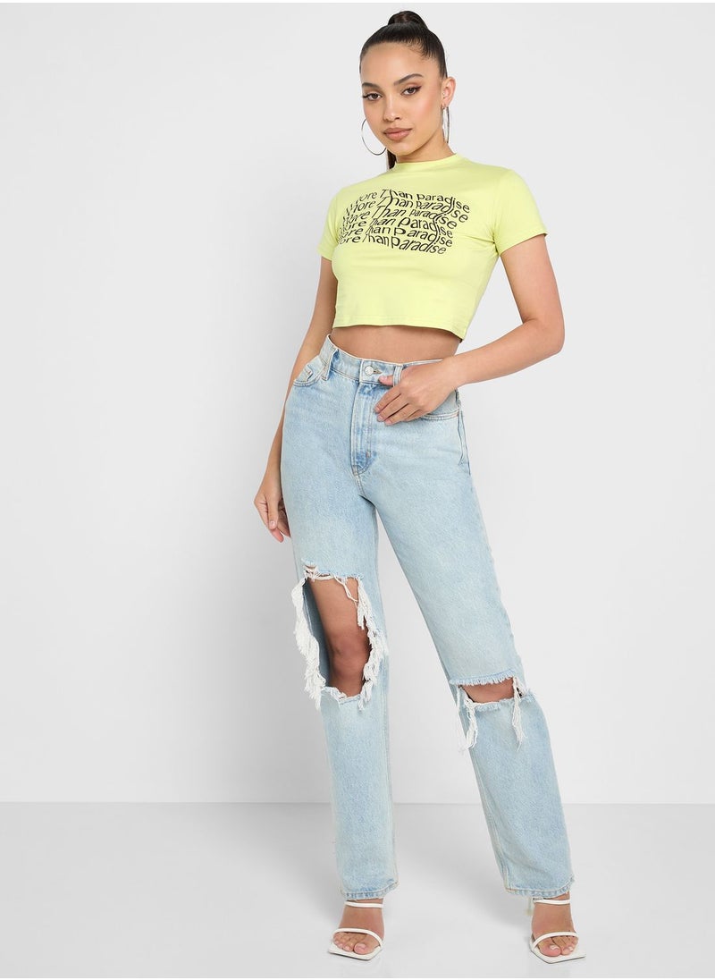 Ginger - Slogan Detail Cropped T-Shirt - Image 1