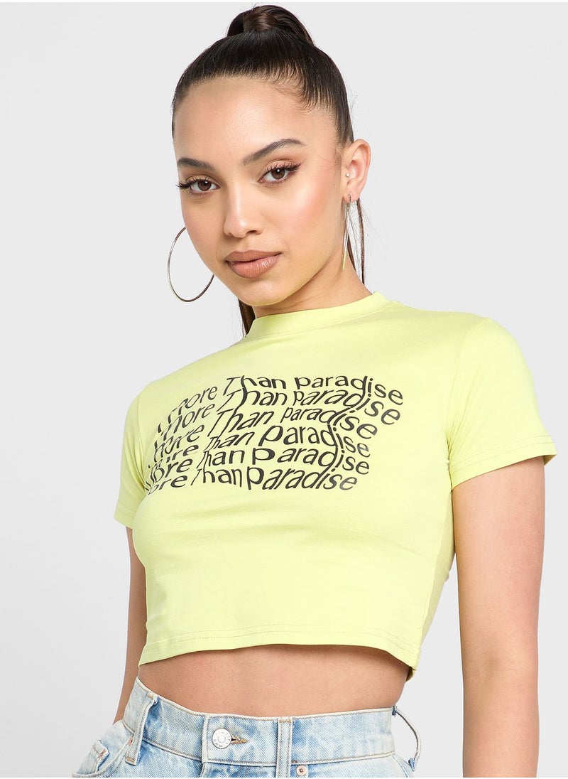 Ginger - Slogan Detail Cropped T-Shirt - Image 1