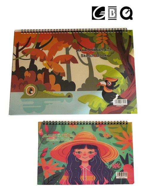 2PCS B4(35*25) B5(26*18)Sketchbook 15Sheets/Book A Total Of 30 Pages Spiral Bound Hardcover Art Book