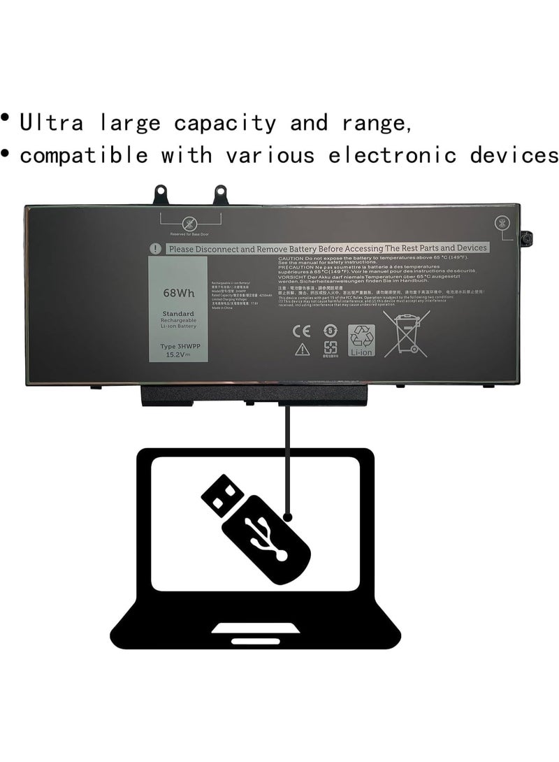 Terabyte REPLACEMENT 15.2V 68Wh 3HWPP Laptop Battery Compatible with  03HWPP 10X1J N2NLL 1VY7F 3YNXM 451-BCMN Latitude 5401 5410 5411 5501 5510 5511 3541 3551 Series - Image 2