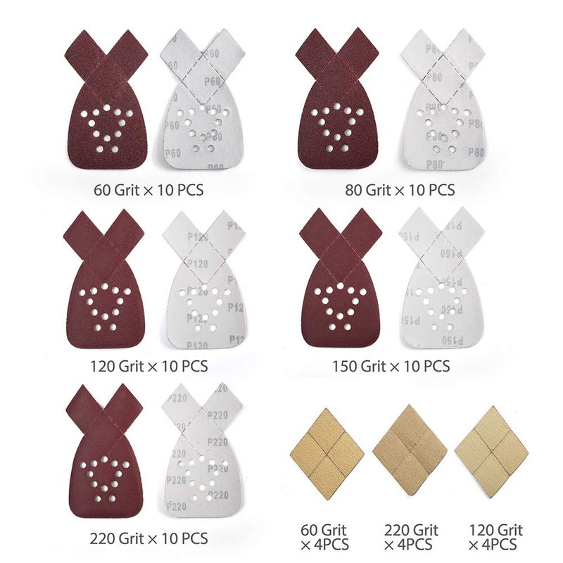 LotFancy أوراق صنفرة لمطاحن بلاك آند ديكر ماوس، 50 قطعة 60 80 120 150 220 حبيبات صنفرة متنوعة مع نصائح إضافية للاستبدال، 12 ثقب نظام هوك وحلقة لوسائد صنفرة التفاصيل - Image 4