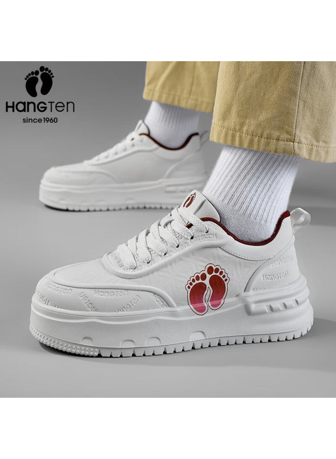 Hang Ten Men's Height-increasing Skate Shoes Spring New White Casual Fashion Outdoor Sports Shoes Red Beige Size 39 - Image 3