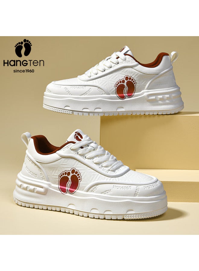 Hang Ten Men's Height-increasing Skate Shoes Spring New White Casual Fashion Outdoor Sports Shoes Red Beige Size 39 - Image 5