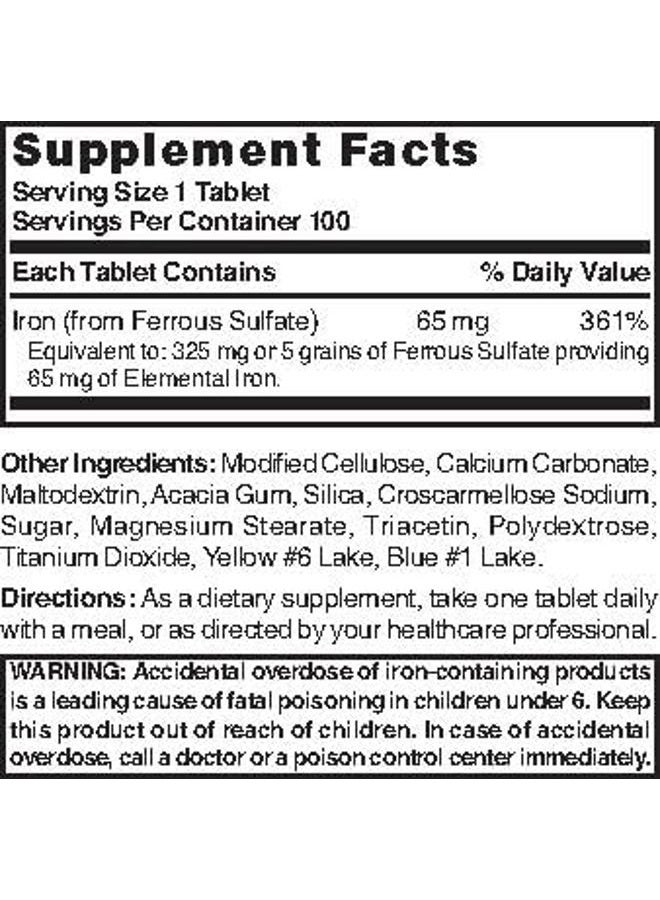 Nature's Blend Iron Ferrous Sulfate 325mg BPK, Assorted, tablets, 100 Count - Image 3