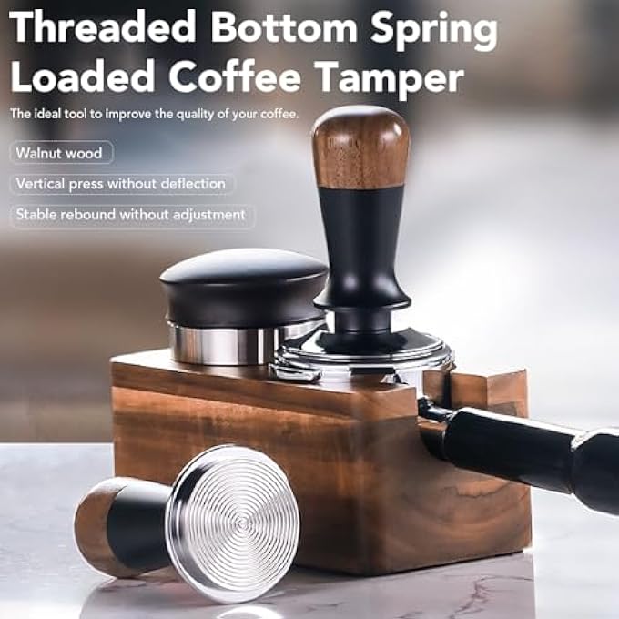Dpofirs 51Mm 58Mm Espresso Tamper Spring Loaded Coffee Tamper Calibrated Coffee Tamper Walnut Wooden Handle Stainless Steel Base Coffee Hand Tamper For Coffee Making 51Mm  201In - Image 5