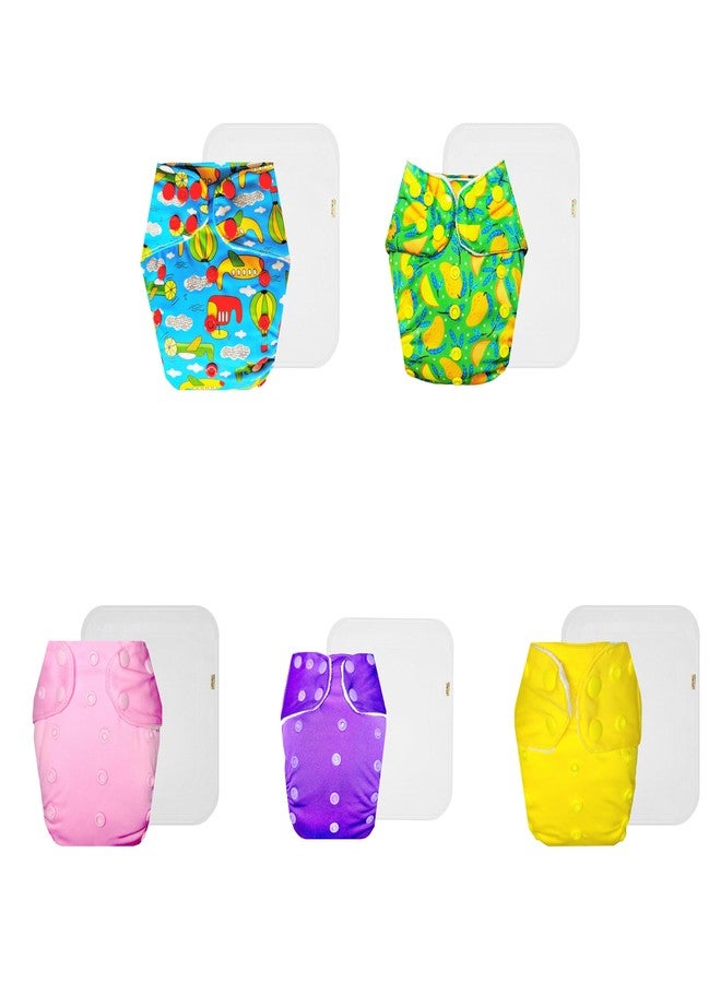 حفاضات دمبلدو القماشية الممتازة مع حشوة قطنية (عبوة من 5) | ناعمة ولطيفة | قابلة لإعادة الاستخدام والغسل | أزرار كبس قابلة للتعديل | تغيير حفاضات بدون قلق | من 3 أشهر إلى 3 سنوات | للجنسين - Image 1