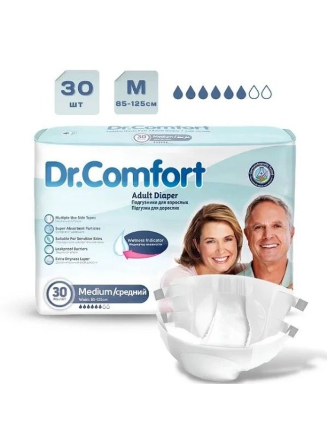 دكتور_كومفورت حفاضات دكتور كومفورت للكبار لاصق مقاس وسط 30 قطعة