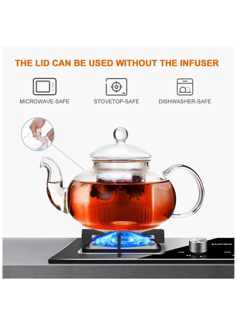 Generic - Teapot with Glass Burner & Removable Infuser 600ml (20.3 oz) Loose Leaf and Blooming Tea Maker - Image 1