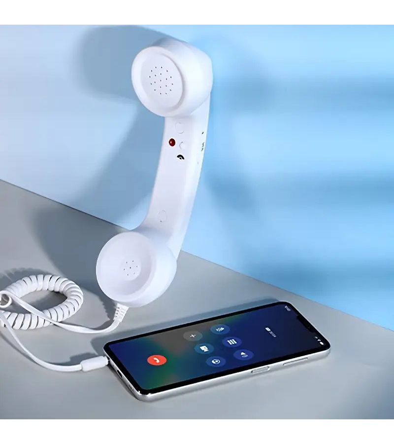 1 Piece Vintage Wired Handset For Mobile Phones With 3.5mm Jack Built In Mic And Volume Control Classic White Fixed Phone Receiver Black Color - Image 3