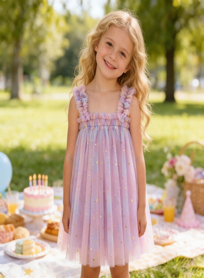 AGQT Baby Girls Tutu Dress Sleeveless Kids Tulle Birthday Party Dresses Casual Playwear Tunic Babydoll Dress Sequin Star-Purple Size 6-12 Months - Image 3