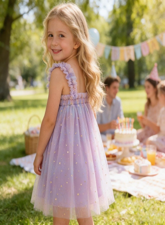 AGQT Baby Girls Tutu Dress Sleeveless Kids Tulle Birthday Party Dresses Casual Playwear Tunic Babydoll Dress Sequin Star-Purple Size 6-12 Months - Image 5