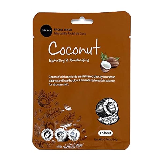 Celavi Cosmetics Celavi Facial Mask Set Korean Essence Sheet Masks (12-pcs, Coconut) - Image 2