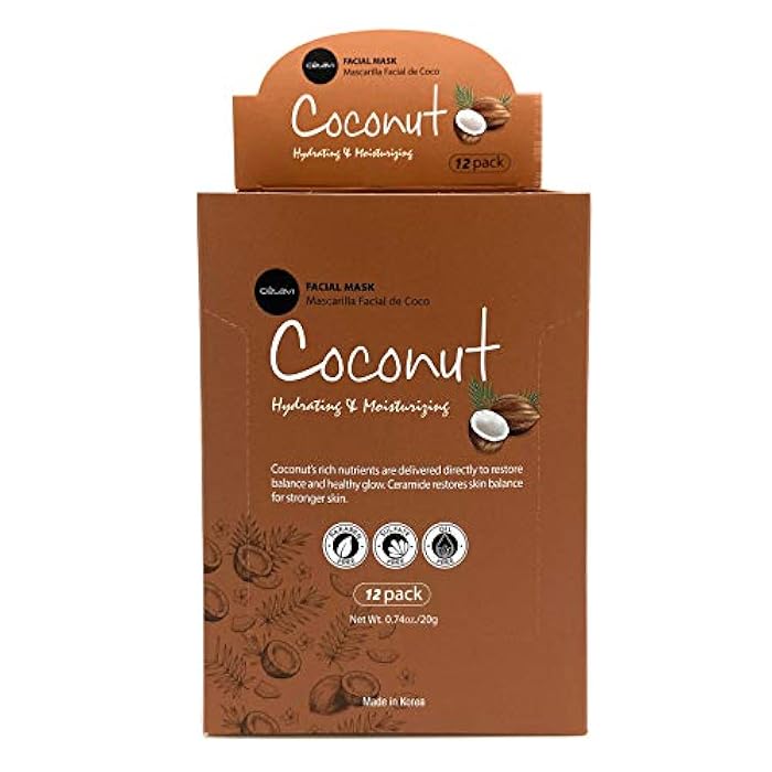 Celavi Cosmetics Celavi Facial Mask Set Korean Essence Sheet Masks (12-pcs, Coconut) - Image 1