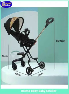 Berma Baby عربة أطفال، عربة سفر لحديثي الولادة، عربة أطفال خفيفة الوزن قابلة للطي، عربة أطفال ثنائية الاتجاه، عربة أطفال عالية الرؤية بأربع عجلات مضادة للانقلاب، عربة أطفال قابلة للإزالة والغسل مع مظلة شمسية  - Image 2
