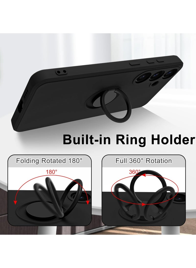 اليشمك سامسونج جالاكسي A55 5G حالة الهاتف المحمول سيليكون السائل حافة مرنة مقاومة للخدش والصدمة دعم عصابة سيارة المغناطيس الأسود - Image 5