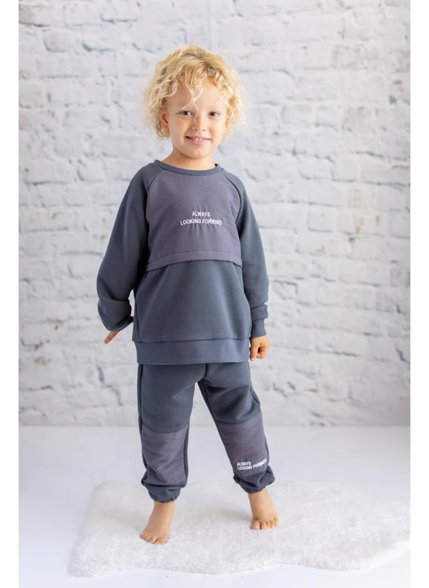 Zeyland Boy's Garnished Embroidered Tracksuit - Fume