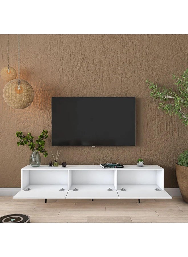 Home Canvas LuxeVision White & Black TV Console Table - Image 5