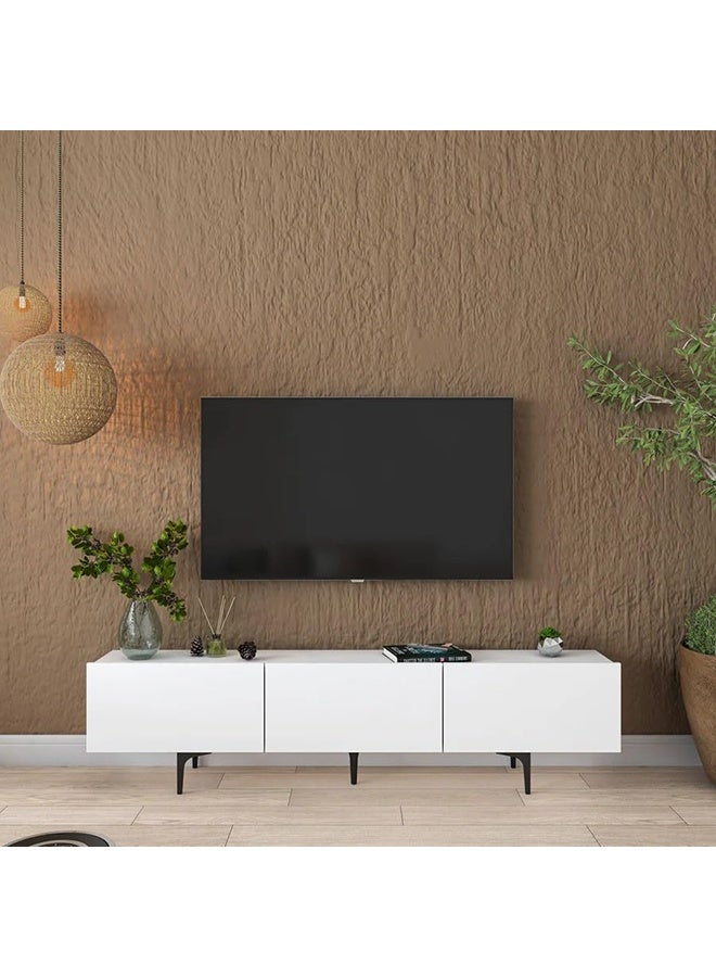 Home Canvas LuxeVision White & Black TV Console Table - Image 3