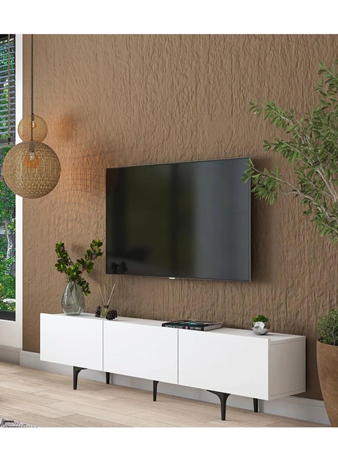 Home Canvas LuxeVision White & Black TV Console Table - Image 1