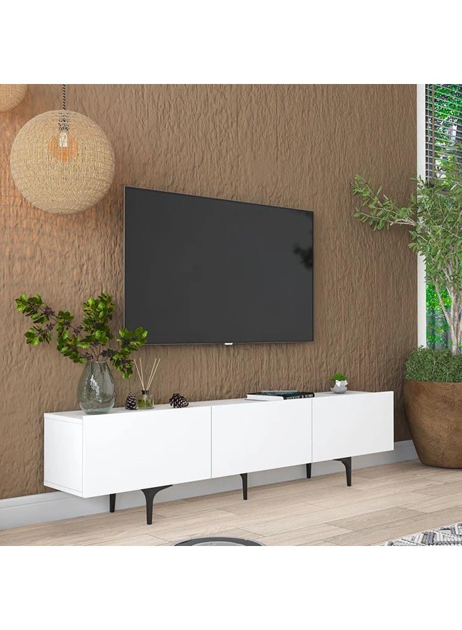 Home Canvas LuxeVision White & Black TV Console Table - Image 4