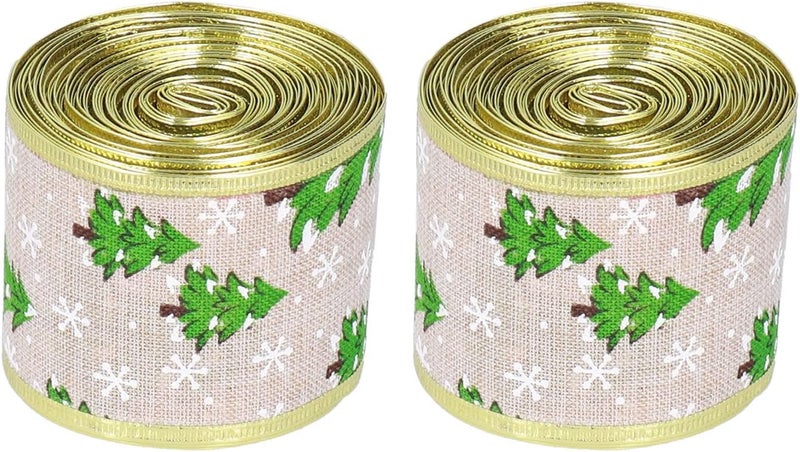 Christmas Ribbon Wired Polyester, Fadeless Metal Edging, Classic Texture for Holiday Decoration - Durable Design, Easy Shape Retention, Perfect for Gift Wrapping and Crafts - Image 1