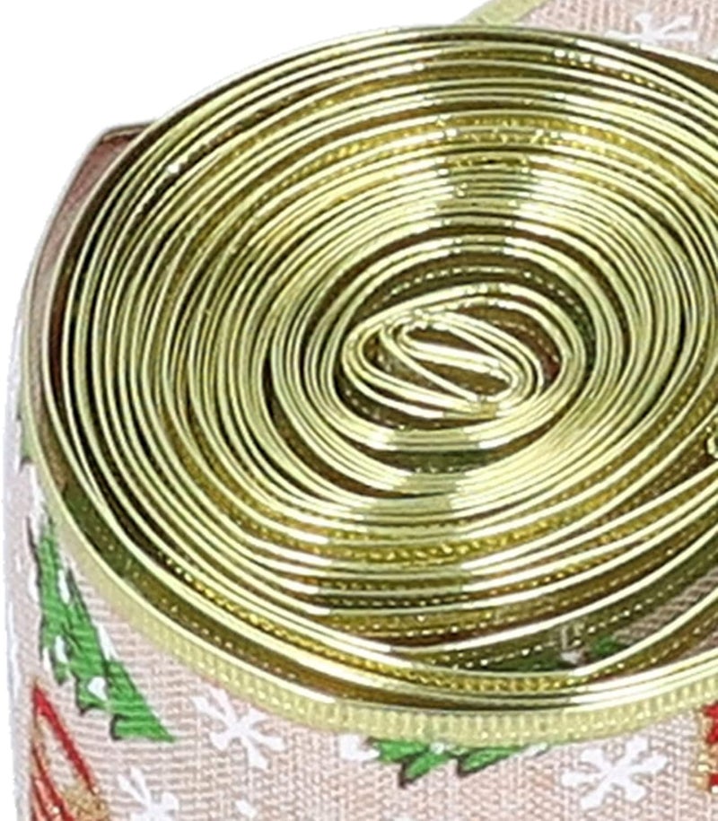 Christmas Ribbon Wired Polyester, Fadeless Metal Edging, Classic Texture for Holiday Decoration - Durable Design, Easy Shape Retention, Perfect for Gift Wrapping and Crafts - Image 3